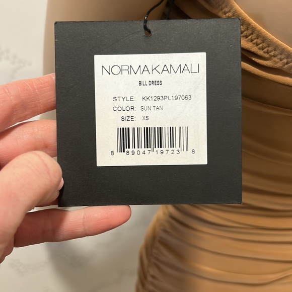 Brand New With Tags Norma Kamali Bill Tan Ruched Dress - Picture 4 of 6